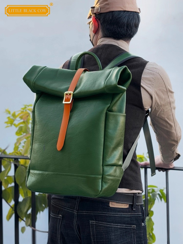 Leather Backpack Vintage - Grote capaciteit heren rugzak van echt