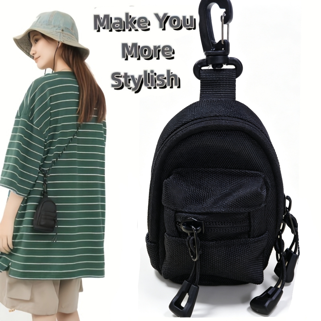 Mini Backpack Purse - Heren Karabijnhaak Rugzak Sleutelhangerzakje Nylon Mini-portemonnee