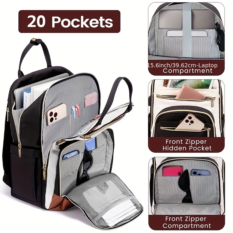 Laptop Backpack 15.6 - Tweekleurige laptoprugzak voor dames, waterbestendige, schattige