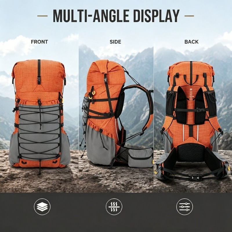 Rain Cover Backpack - 70L Lichtgewicht Hiking Rugzak met Intern