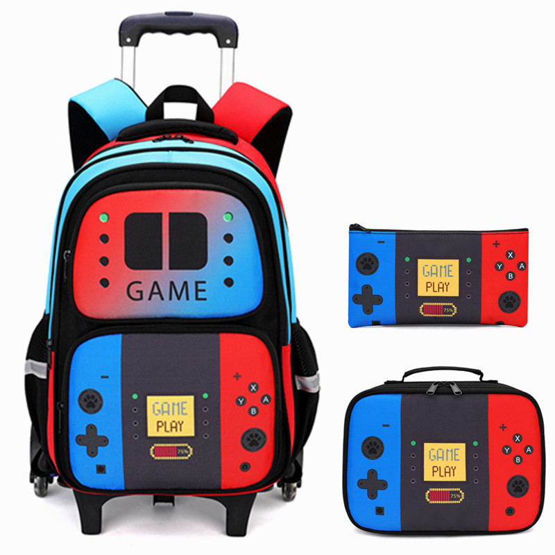 School Backpack Teen - 3-delige kinderrolrugzak voor jongens, gamer rugzak
