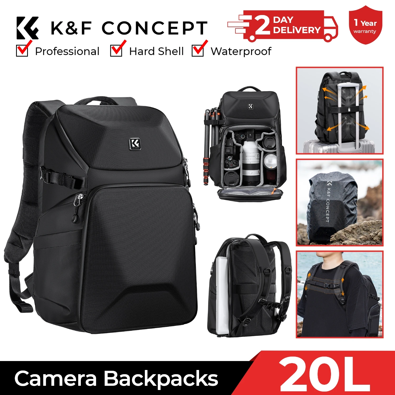 K&F CONCEPT 20L cameratas wate - Laptop Backpack 15.6 recensie en prijs