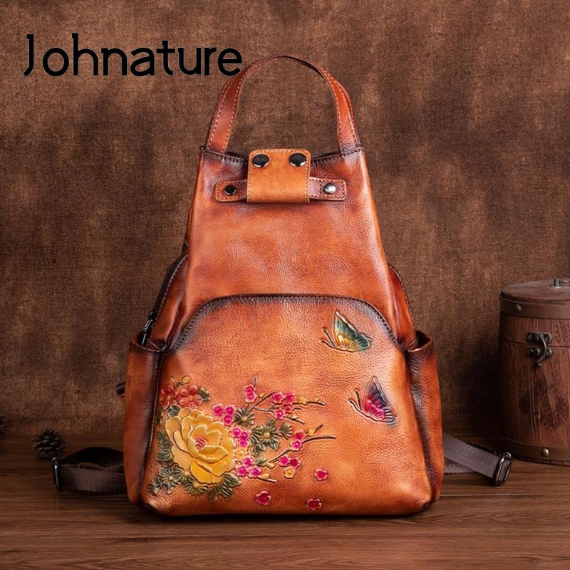Johnature lederen schoudertas  - Leather Backpack Vintage recensie en prijs